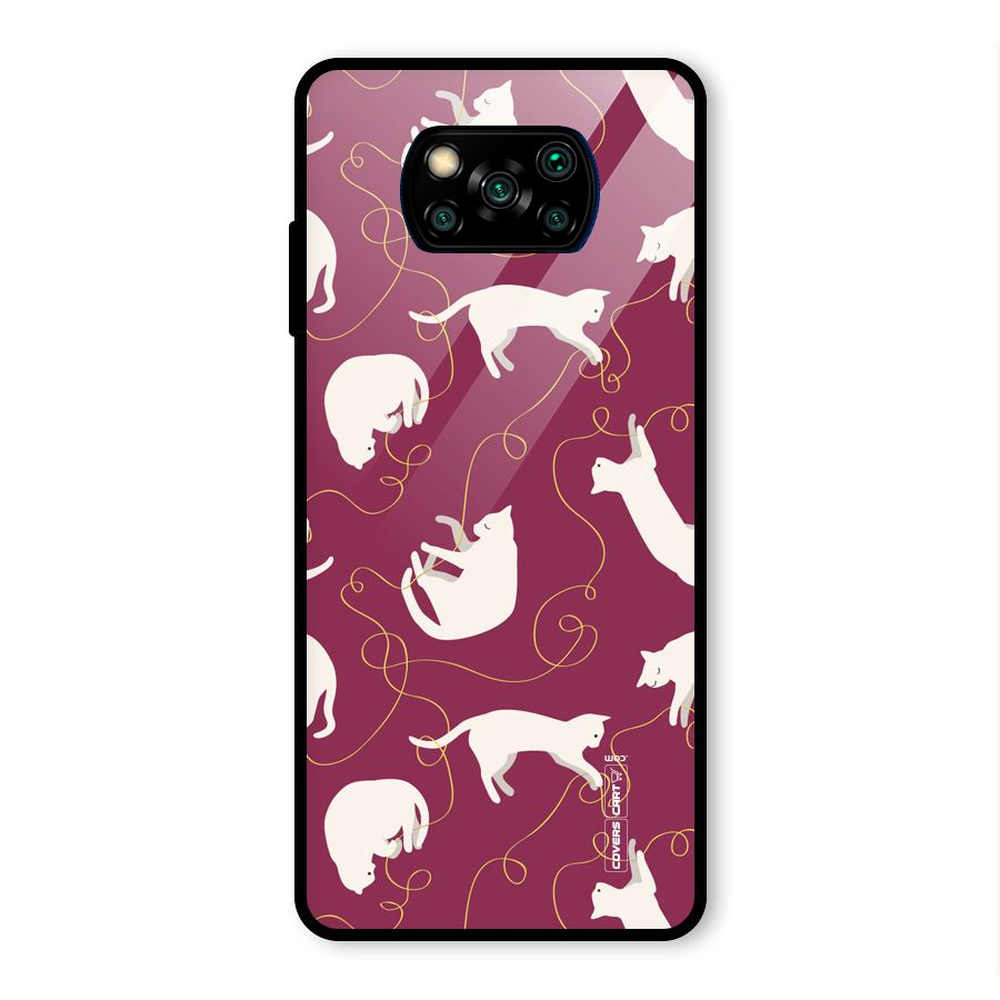 Lazy Kitty Glass Back Case for Poco X3 Pro
