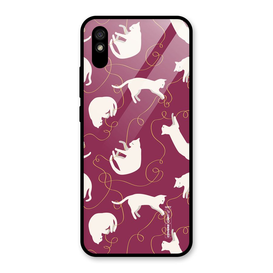 Lazy Kitty Glass Back Case for Redmi 9A