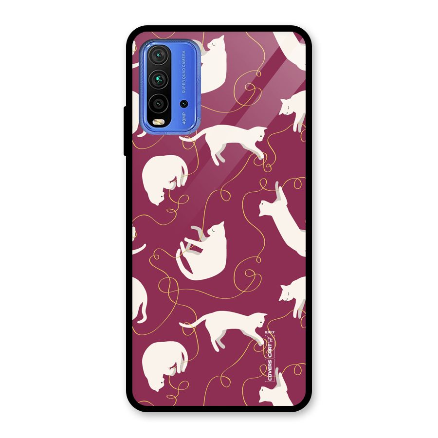 Lazy Kitty Glass Back Case for Redmi 9 Power