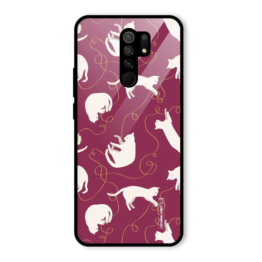 Lazy Kitty Glass Back Case for Redmi 9 Prime
