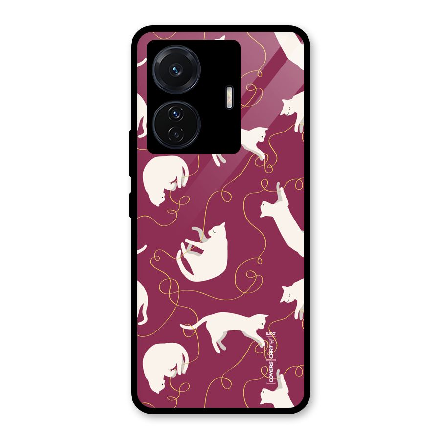 Lazy Kitty Glass Back Case for Vivo T1 Pro