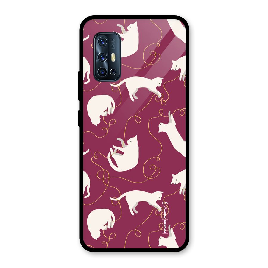 Lazy Kitty Glass Back Case for Vivo V17