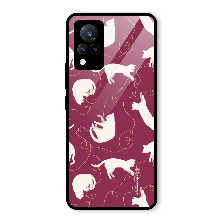 Lazy Kitty Glass Back Case for Vivo V21 5G