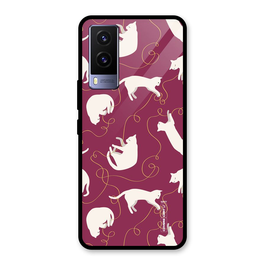 Lazy Kitty Glass Back Case for Vivo V21e 5G