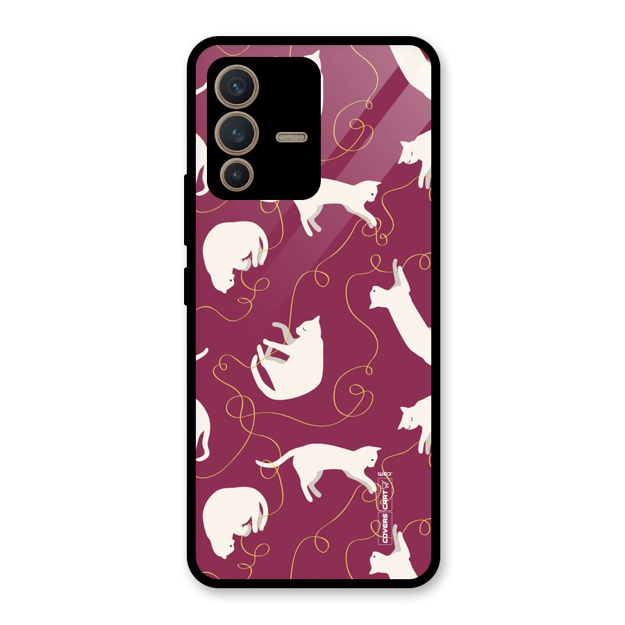 Lazy Kitty Glass Back Case for Vivo V23 5G