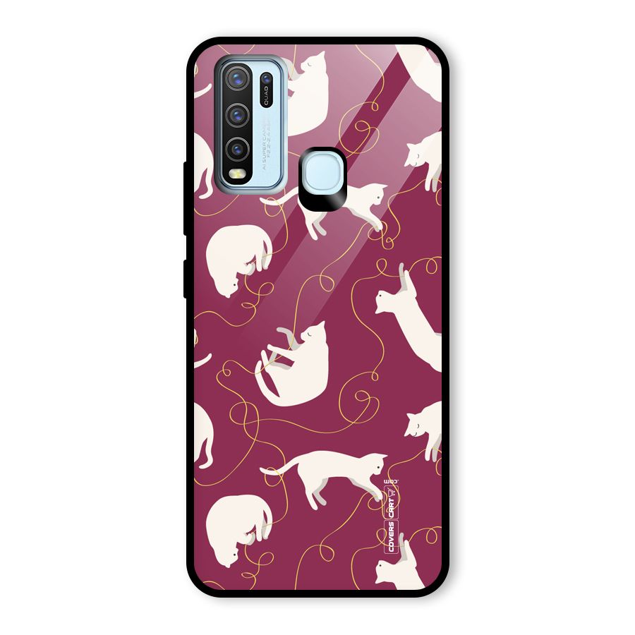 Lazy Kitty Glass Back Case for Vivo Y30