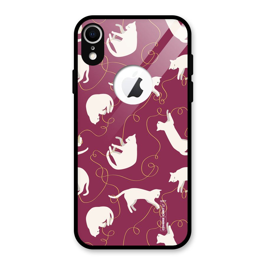 Lazy Kitty Glass Back Case for iPhone XR Logo Cut