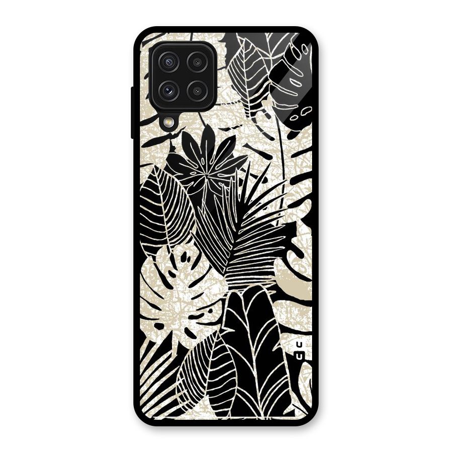 Leaf Pattern Glass Back Case for Galaxy A22 4G