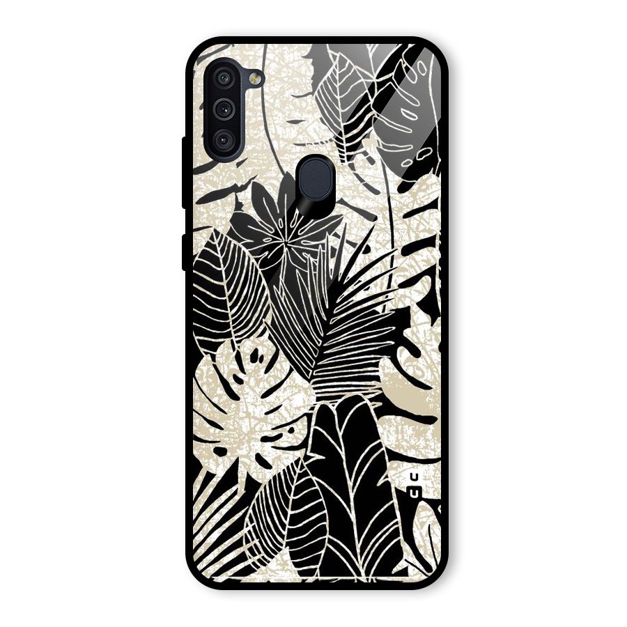 Leaf Pattern Glass Back Case for Galaxy M11