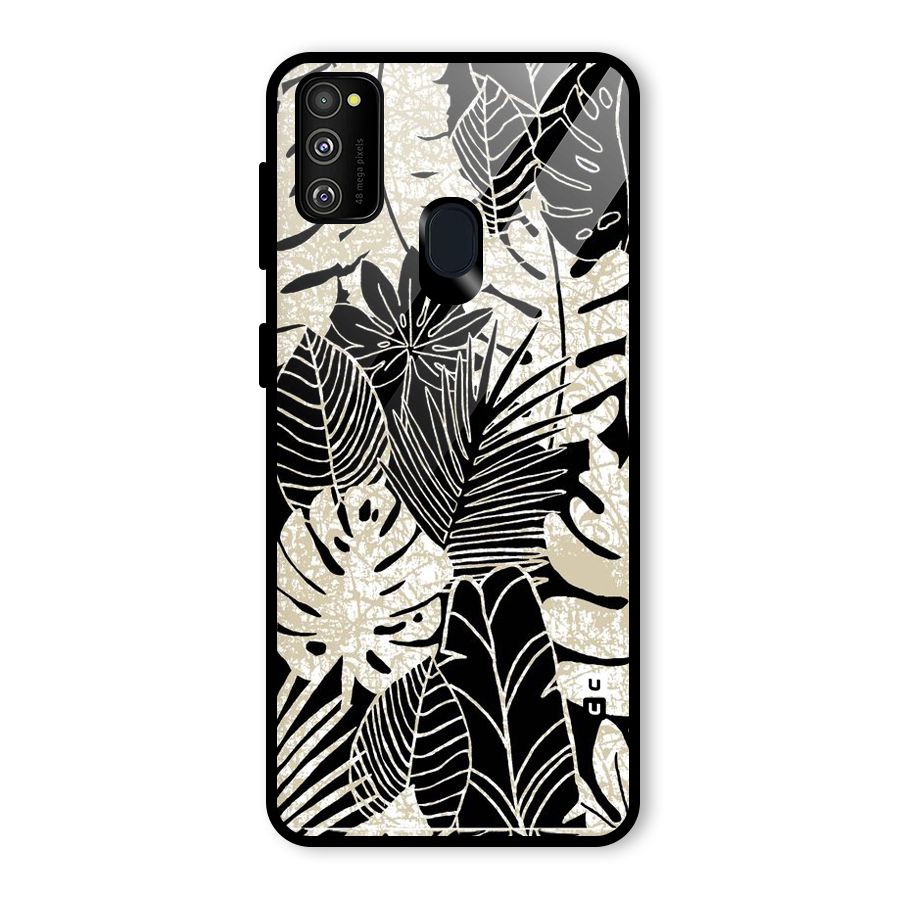 Leaf Pattern Glass Back Case for Galaxy M30s