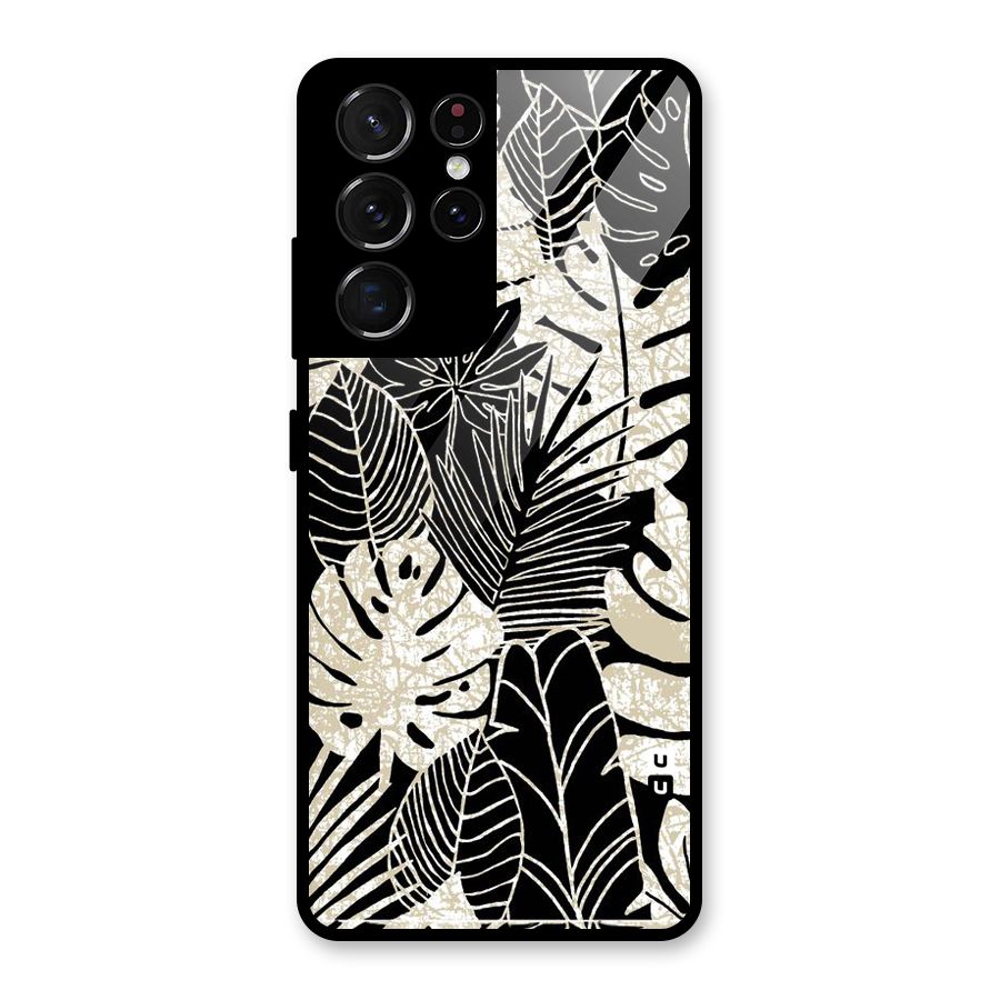 Leaf Pattern Glass Back Case for Galaxy S21 Ultra 5G