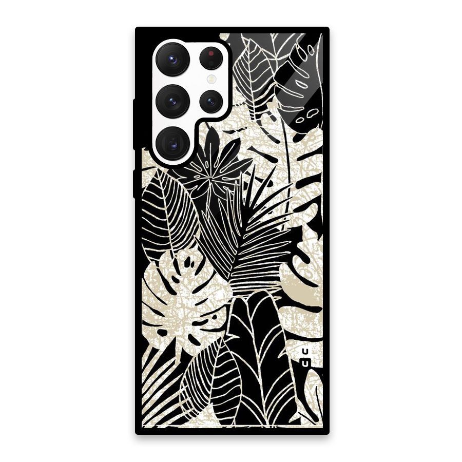 Leaf Pattern Glass Back Case for Galaxy S22 Ultra 5G