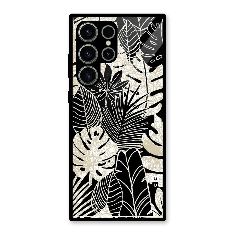 Leaf Pattern Glass Back Case for Galaxy S23 Ultra