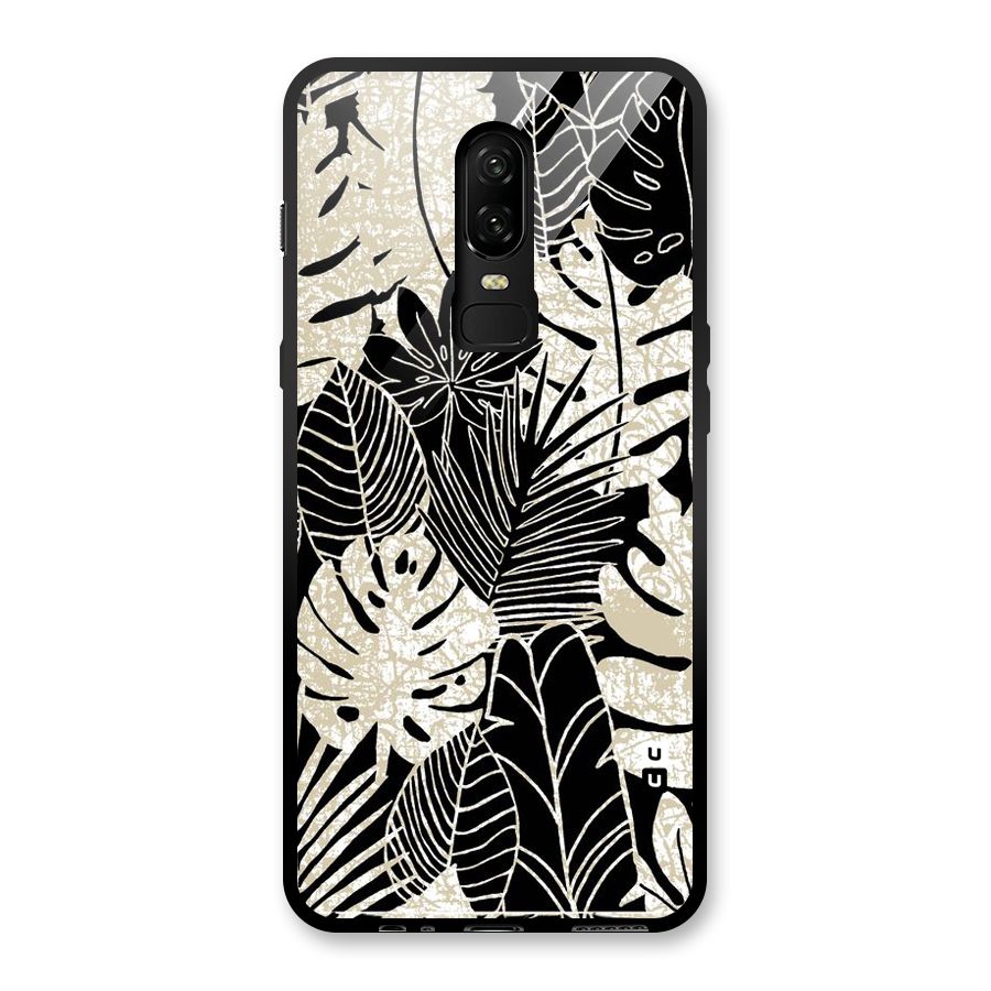 Leaf Pattern Glass Back Case for OnePlus 6