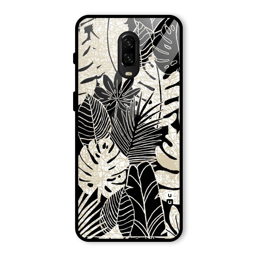 Leaf Pattern Glass Back Case for OnePlus 6T