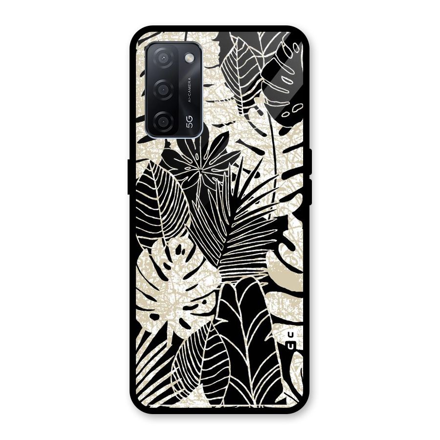 Leaf Pattern Glass Back Case for Oppo A53s 5G