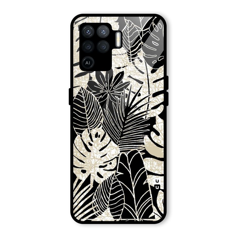 Leaf Pattern Glass Back Case for Oppo F19 Pro