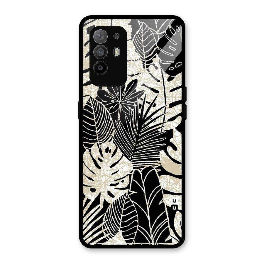 Leaf Pattern Glass Back Case for Oppo F19 Pro Plus 5G
