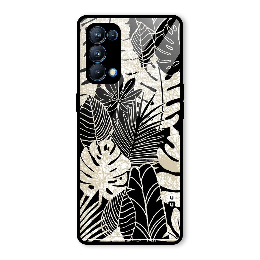 Leaf Pattern Glass Back Case for Oppo Reno5 Pro 5G