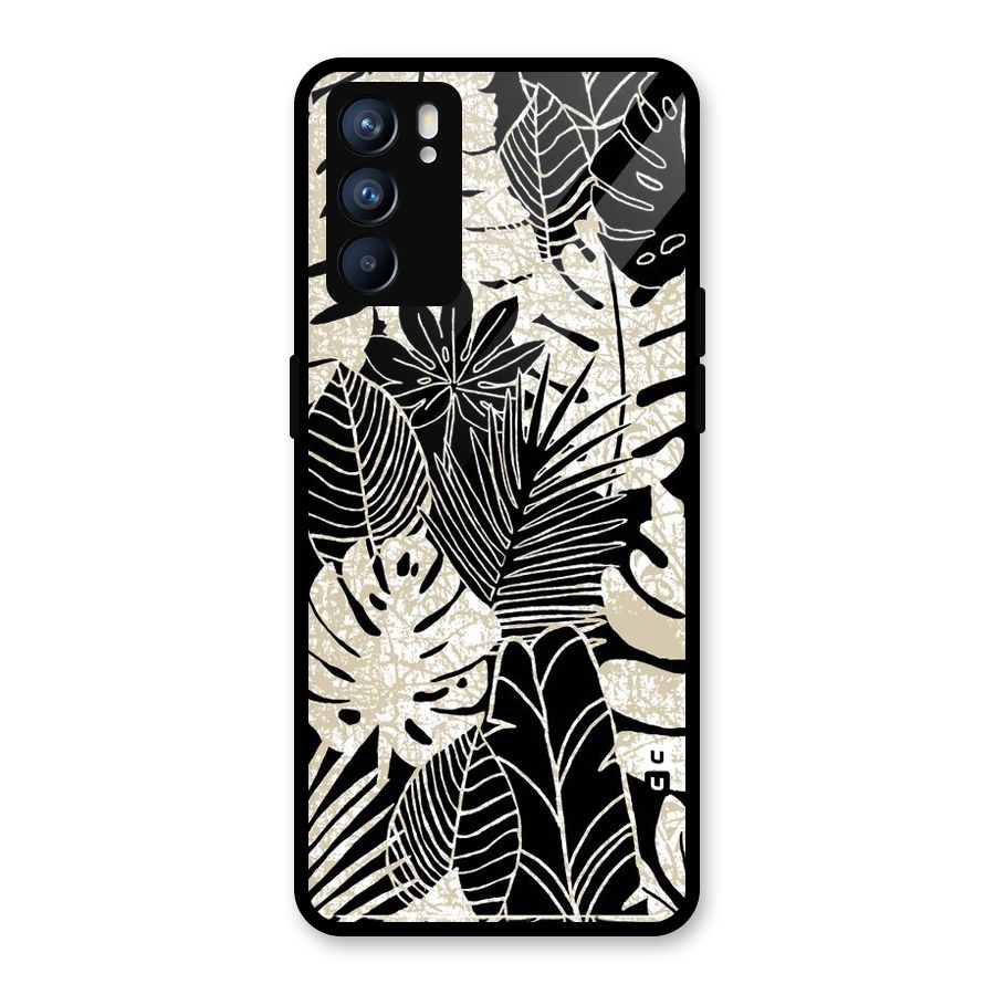 Leaf Pattern Glass Back Case for Oppo Reno6 5G
