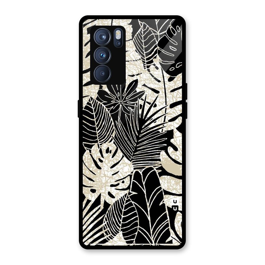 Leaf Pattern Glass Back Case for Oppo Reno6 Pro 5G