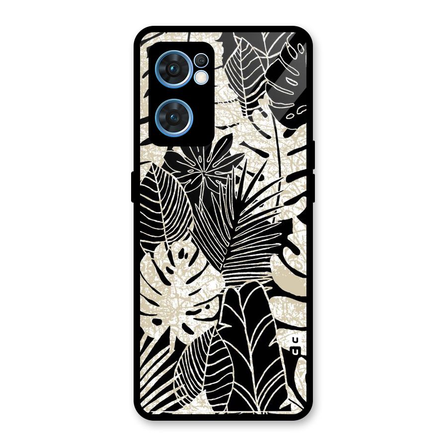 Leaf Pattern Glass Back Case for Oppo Reno7 5G
