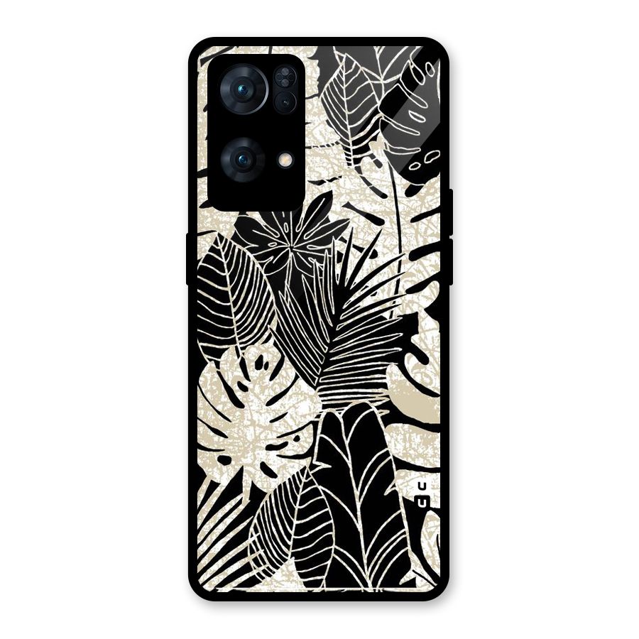 Leaf Pattern Glass Back Case for Oppo Reno7 Pro 5G