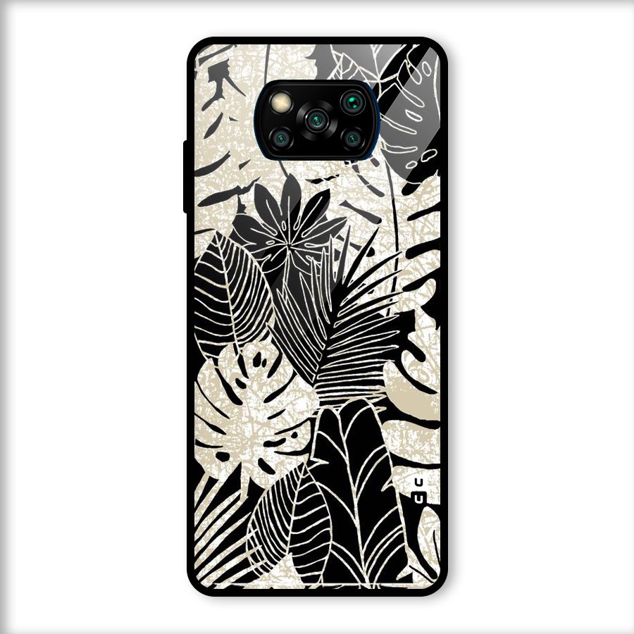Leaf Pattern Glass Back Case for Poco X3