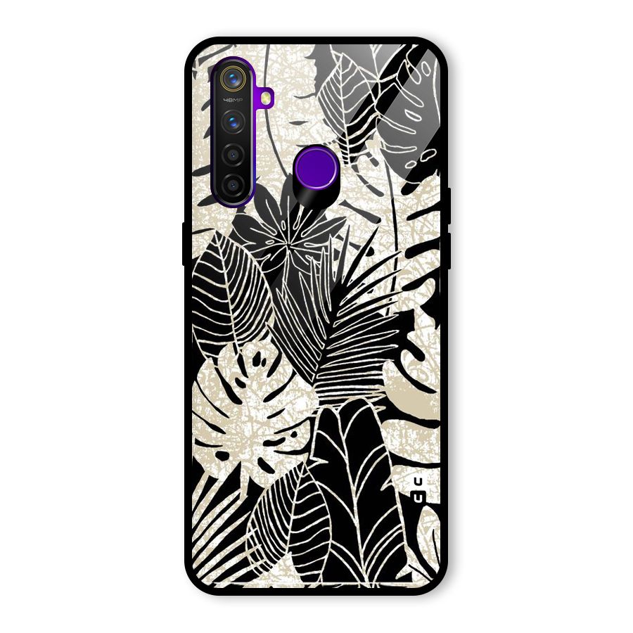 Leaf Pattern Glass Back Case for Realme 5 Pro