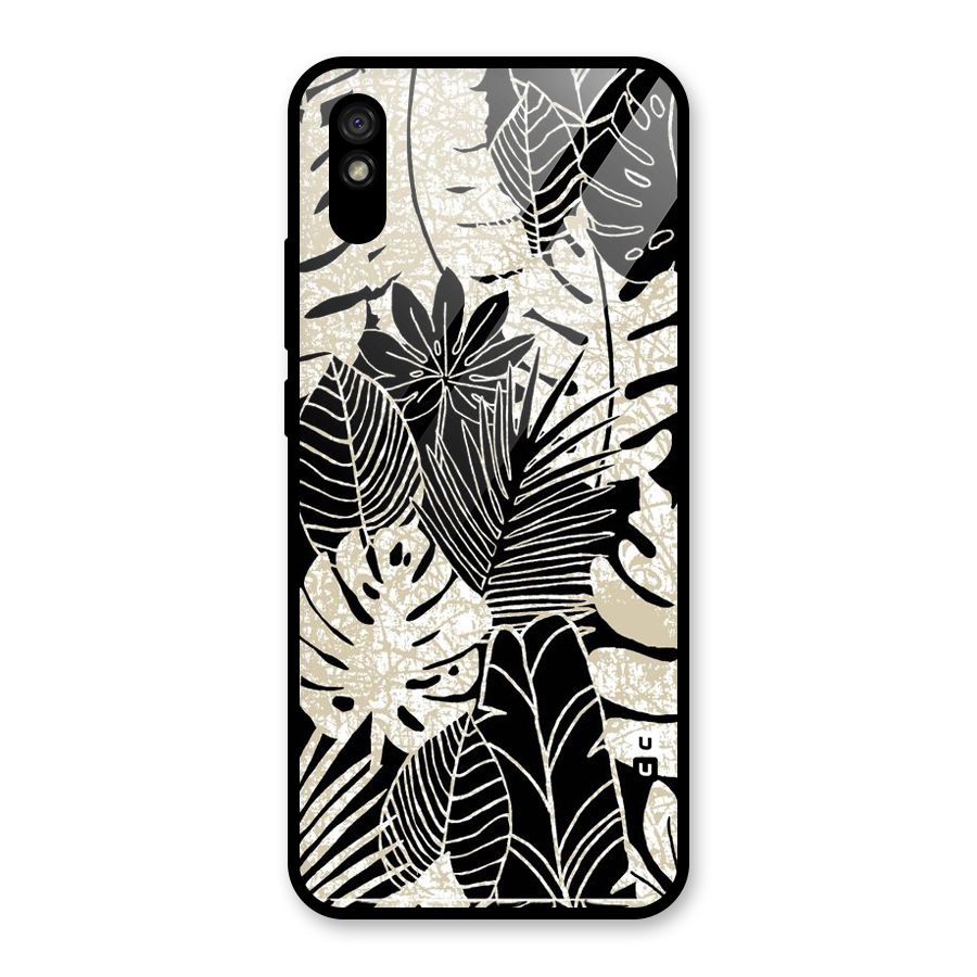 Leaf Pattern Glass Back Case for Redmi 9A