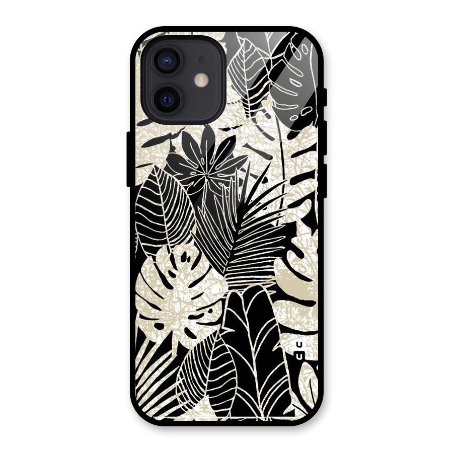 Leaf Pattern Glass Back Case for iPhone 12
