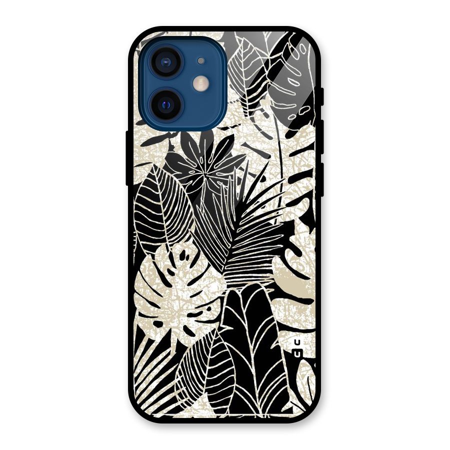 Leaf Pattern Glass Back Case for iPhone 12 Mini