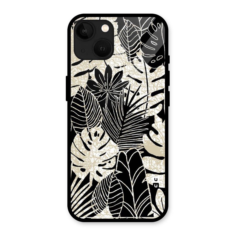 Leaf Pattern Glass Back Case for iPhone 13