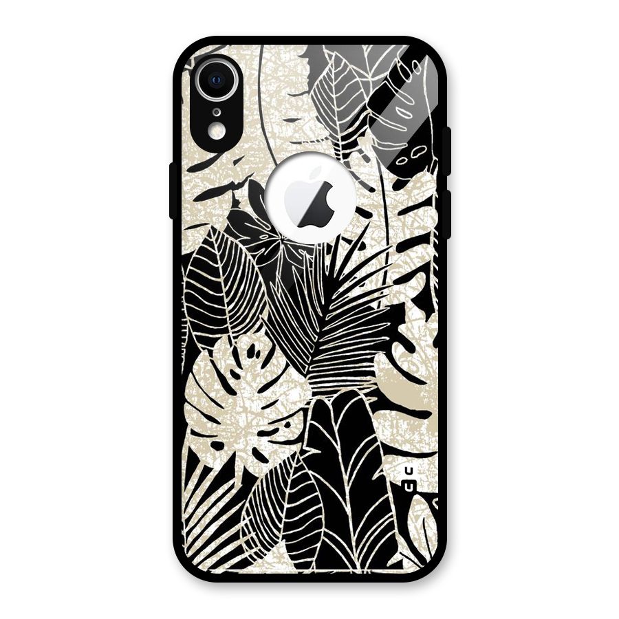 Leaf Pattern Glass Back Case for iPhone XR Logo Cut