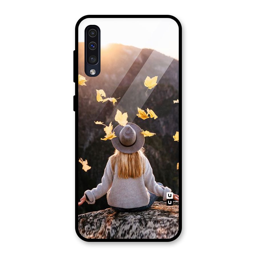 Leaf Rain Sunset Glass Back Case for Galaxy A30s