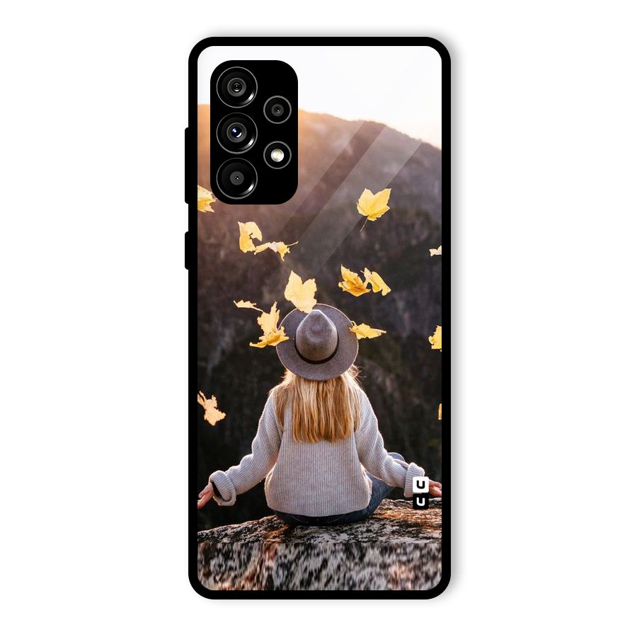 Leaf Rain Sunset Glass Back Case for Galaxy A73 5G