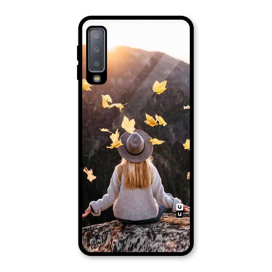 Leaf Rain Sunset Glass Back Case for Galaxy A7 (2018)