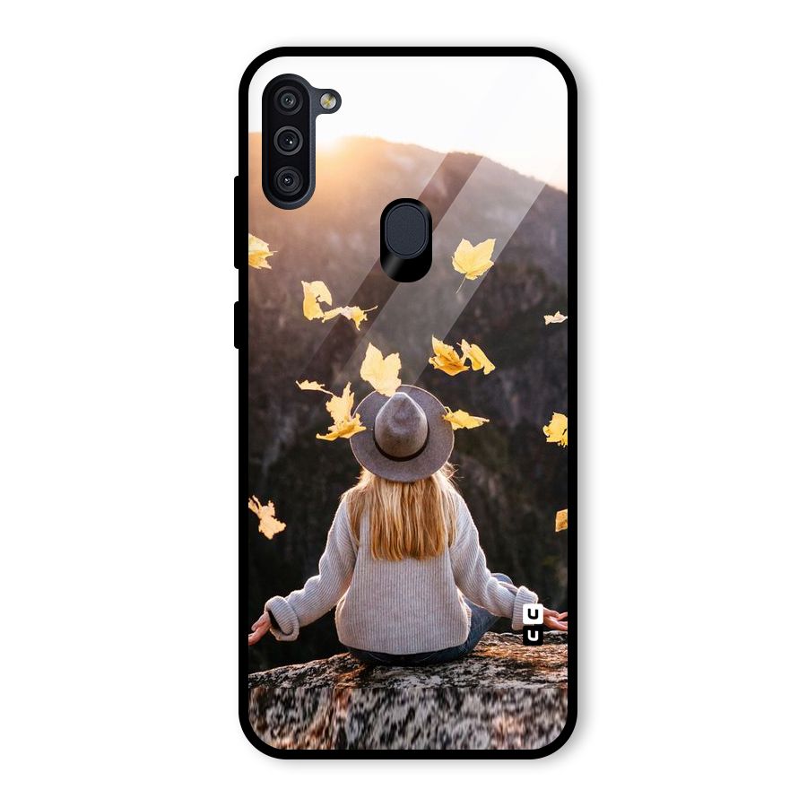 Leaf Rain Sunset Glass Back Case for Galaxy M11