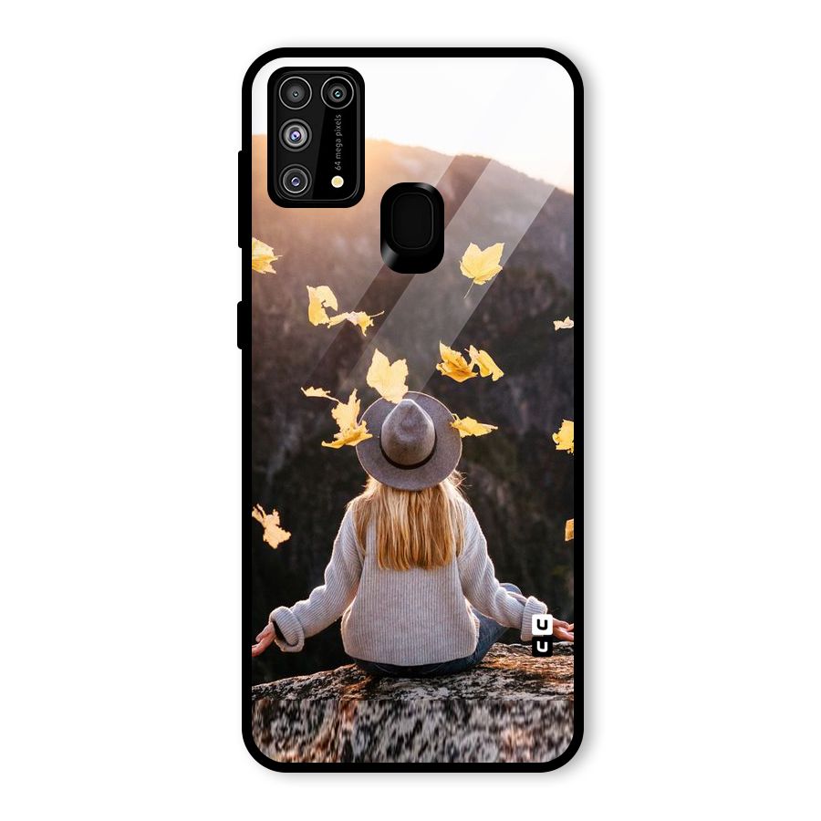 Leaf Rain Sunset Glass Back Case for Galaxy M31