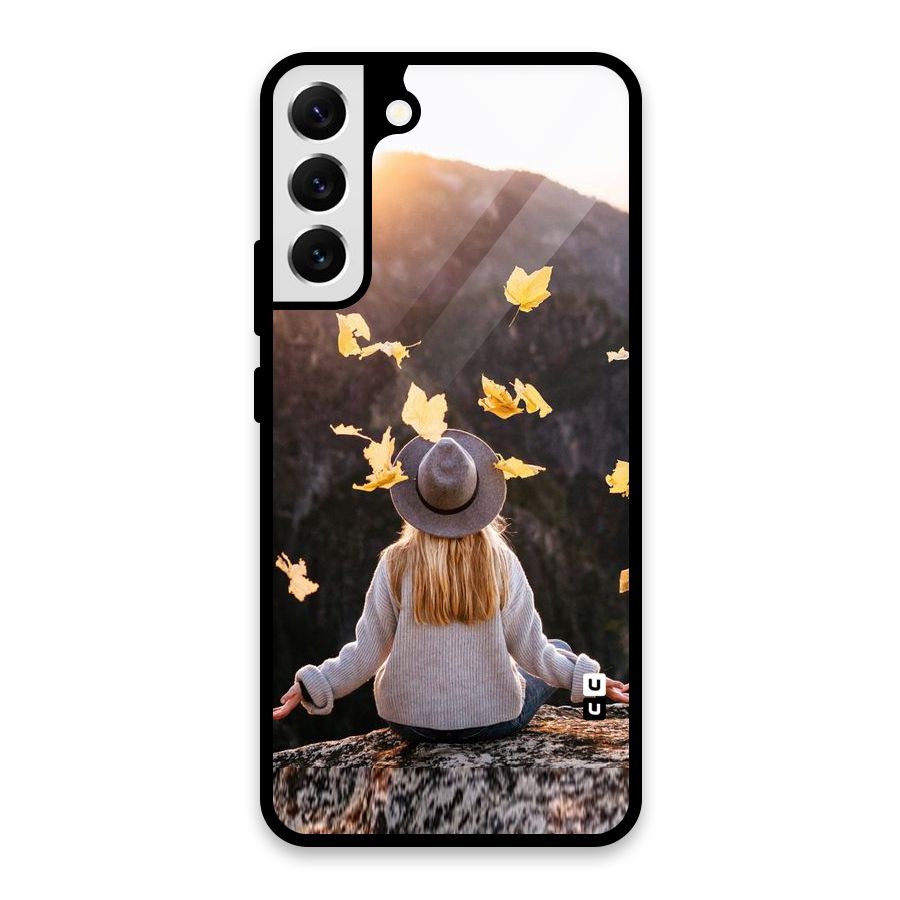 Leaf Rain Sunset Glass Back Case for Galaxy S22 Plus 5G