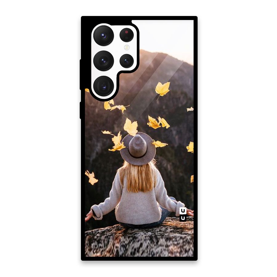 Leaf Rain Sunset Glass Back Case for Galaxy S22 Ultra 5G