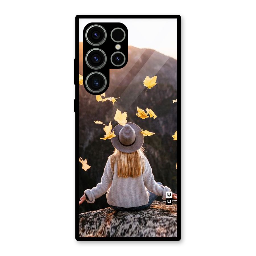 Leaf Rain Sunset Glass Back Case for Galaxy S23 Ultra