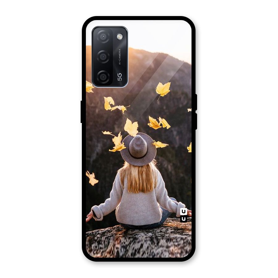 Leaf Rain Sunset Glass Back Case for Oppo A53s 5G