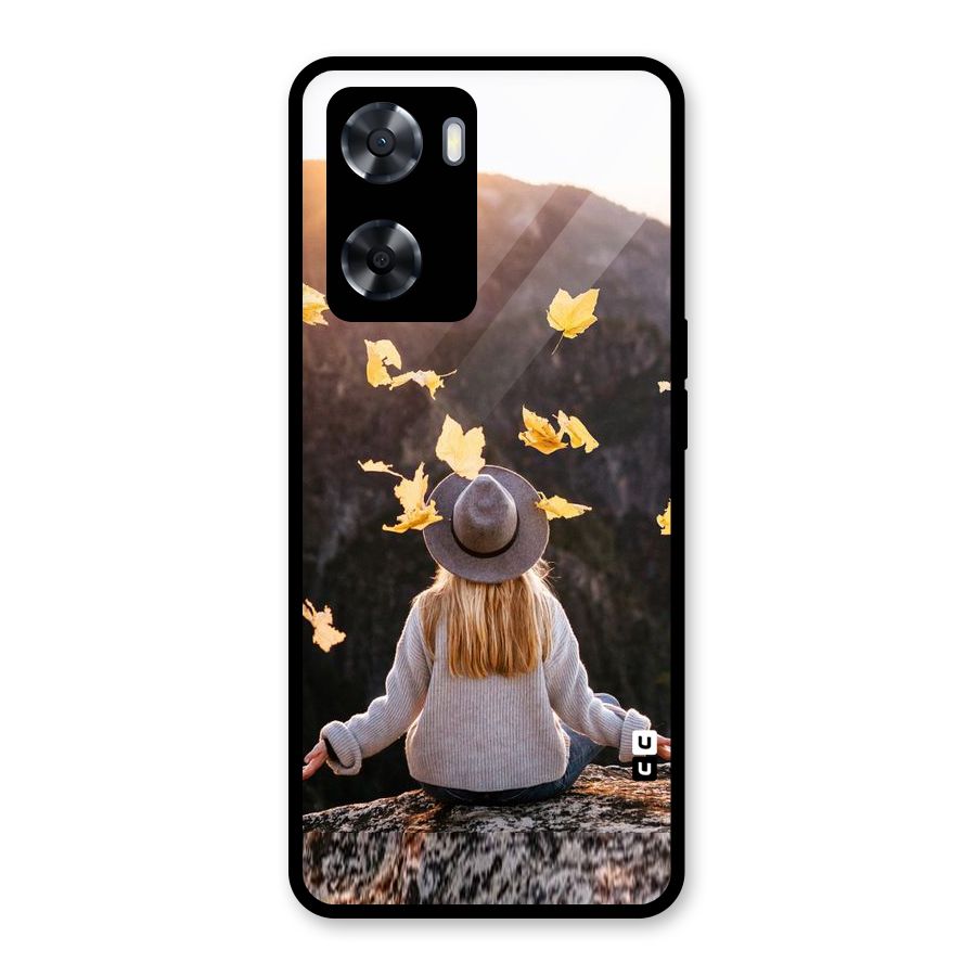 Leaf Rain Sunset Glass Back Case for Oppo A57 2022