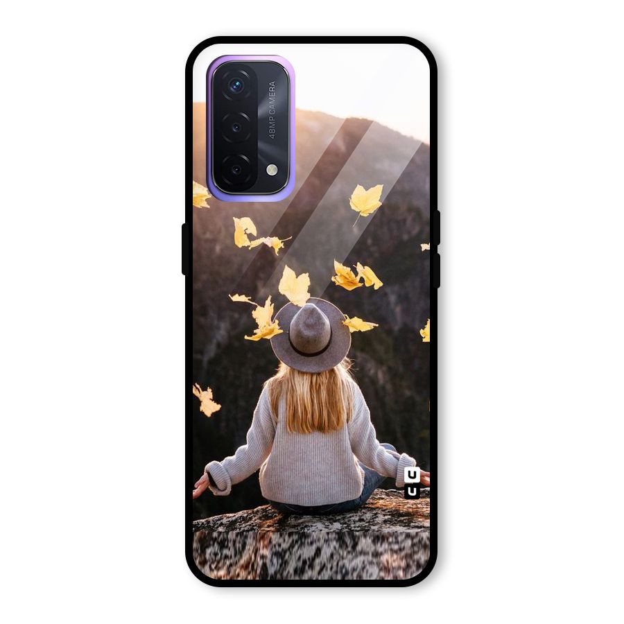 Leaf Rain Sunset Glass Back Case for Oppo A74 5G