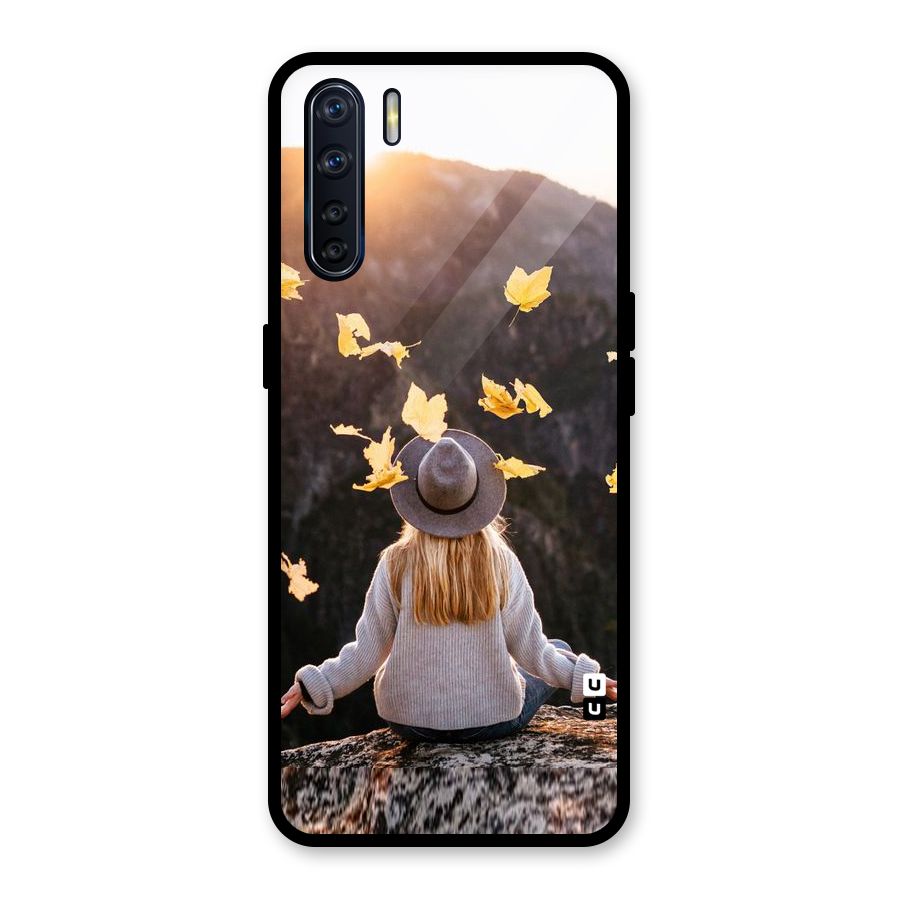 Leaf Rain Sunset Glass Back Case for Oppo F15