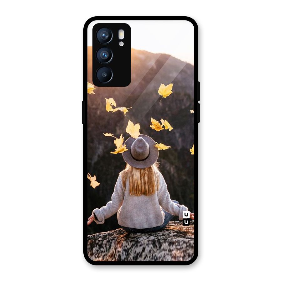 Leaf Rain Sunset Glass Back Case for Oppo Reno6 5G