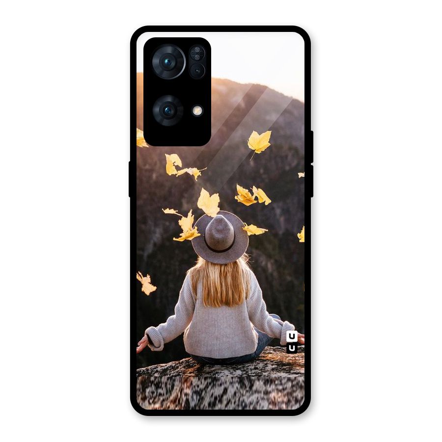 Leaf Rain Sunset Glass Back Case for Oppo Reno7 Pro 5G