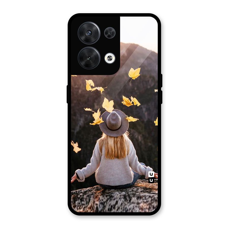 Leaf Rain Sunset Glass Back Case for Oppo Reno8 5G
