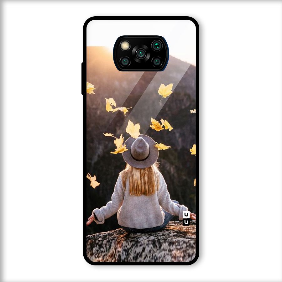 Leaf Rain Sunset Glass Back Case for Poco X3